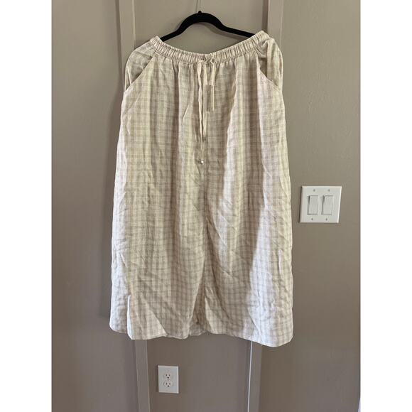 Max Studio Dresses & Skirts - NWT MAX STUDIO Maxi Plaid Gingham Linen Blend Long Skirt Cream/Tan SZ L
